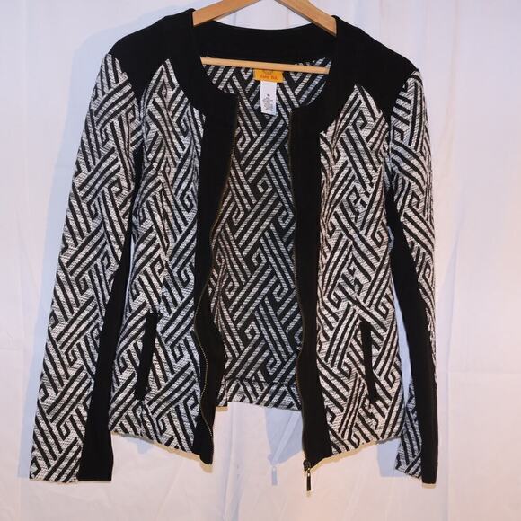 Ruby Road Size 10 Blazer Zip Front Black White Black Trim - Picture 13 of 14